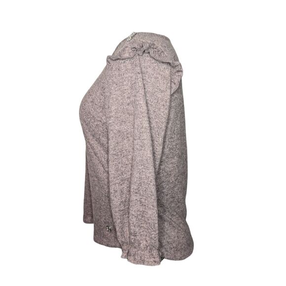 Women's Adrienne Vittadini Mauve Ruffle Soft Sweater, Size Large - Picture 3 of 8